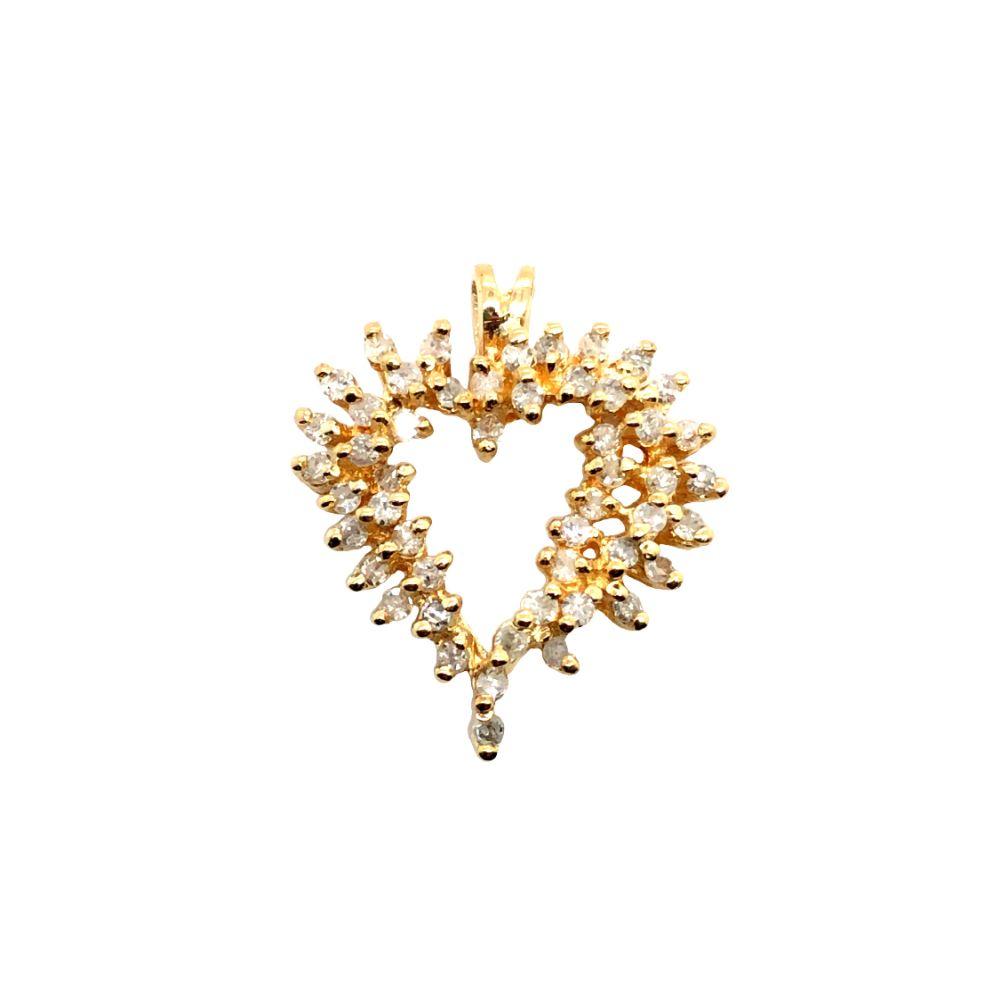 10k Yellow Gold Diamond Heart Cluster Pendant
