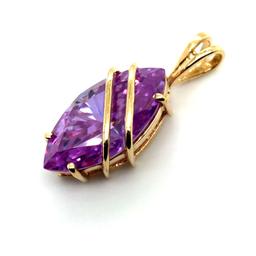 14k Yellow Gold Marquise Purple Ice CZ Pendant