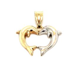 14k Yellow Gold Two Tone Dolphin Pendant