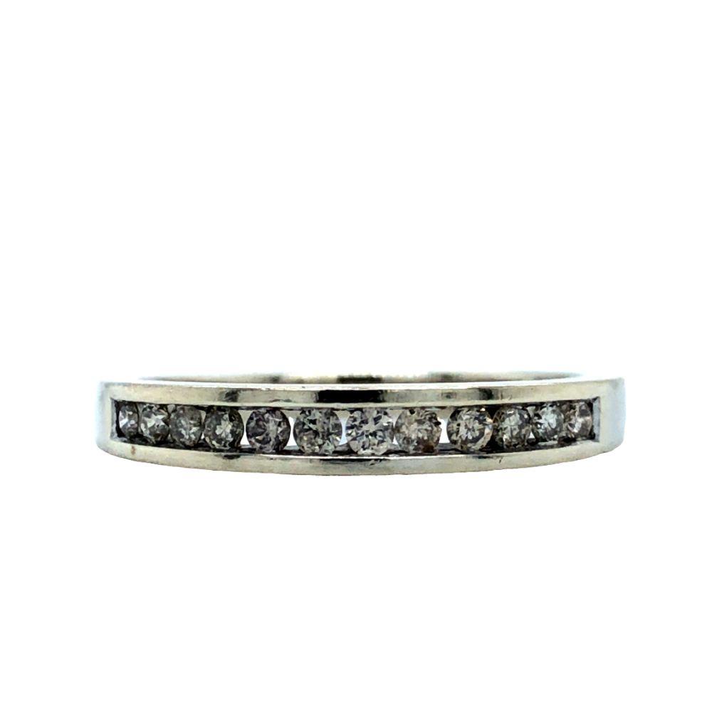 14k White Gold Channel Set Diamond Wedding Band Ring