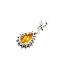 18k White Gold Pear Cushion Cut Lemon Crystal Diamond Pendant