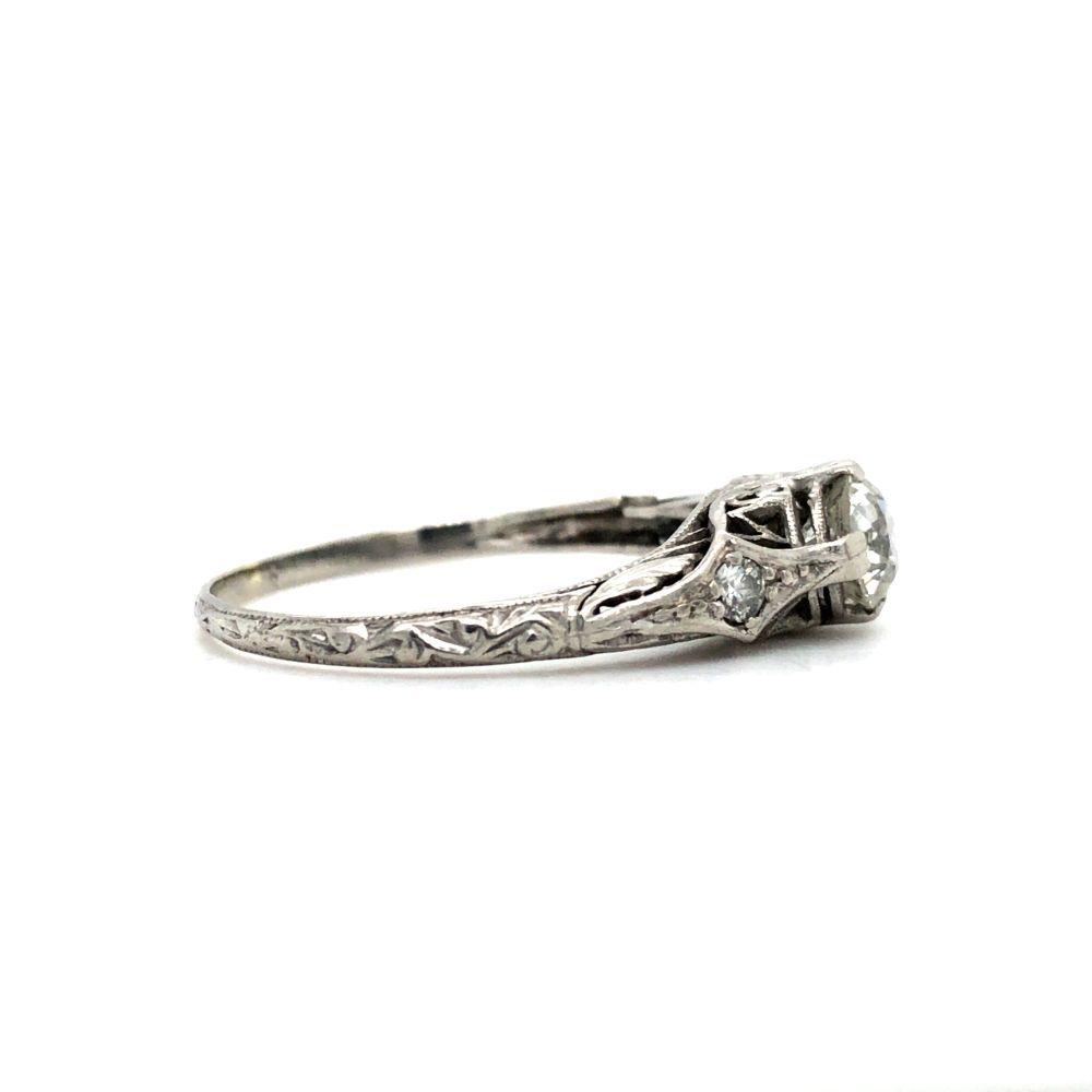 Antique Platinum Old Mine Cut Diamond Ring