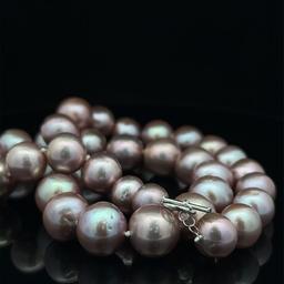 Mauve-Colored Graduated 10-13mm Large Pearl Strand