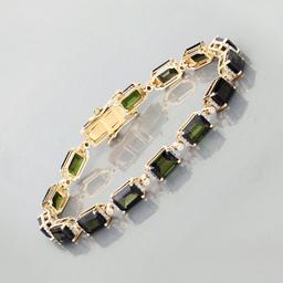 Glamorous Green Tourmaline and Diamond Bracelet