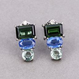 Eclectic Mixed Gemstone & Diamond Petite Earrings