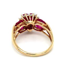 10k Yellow Gold Lab Ruby & Diamond Heart Cocktail Ring