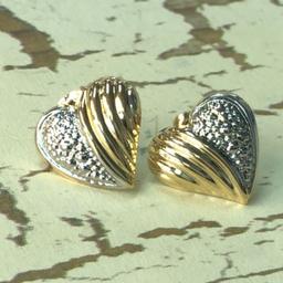 14k Yellow Gold Heart Earrings