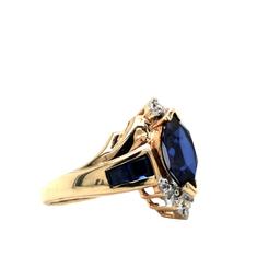 10k Yellow Gold Marquise Sapphire & Diamond Ring