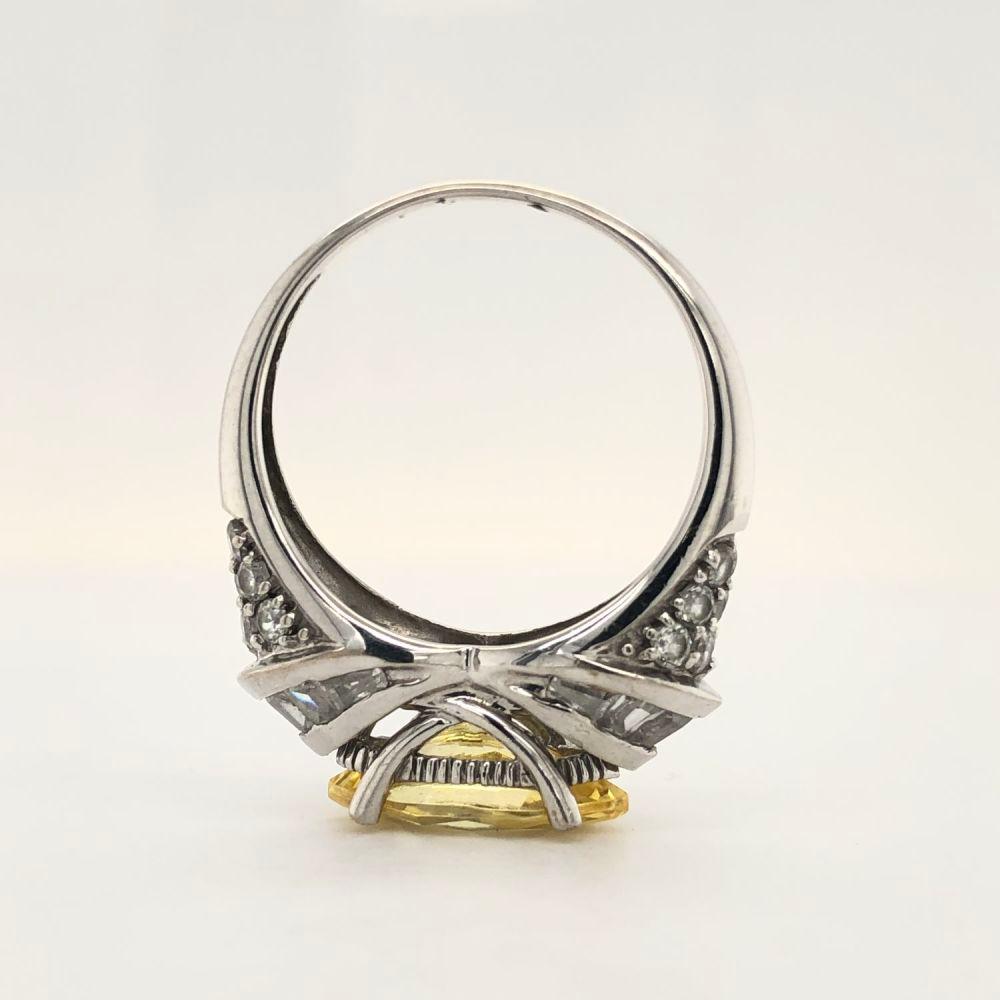 14k White Gold Lemon Yellow CZ East West Ring