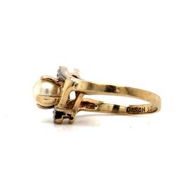 10k Yellow Gold Diamond Pearl Ring