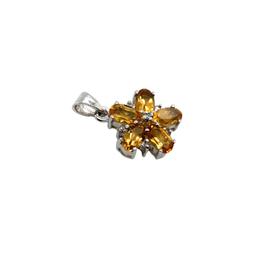 14k White Gold Citrine & Diamond Daisy Pendant