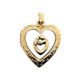 14k Yellow Gold Mother of Pearl Heart Locket Pendant