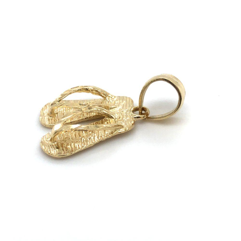 14k Yellow Gold Flip Flops Shoes Pendant