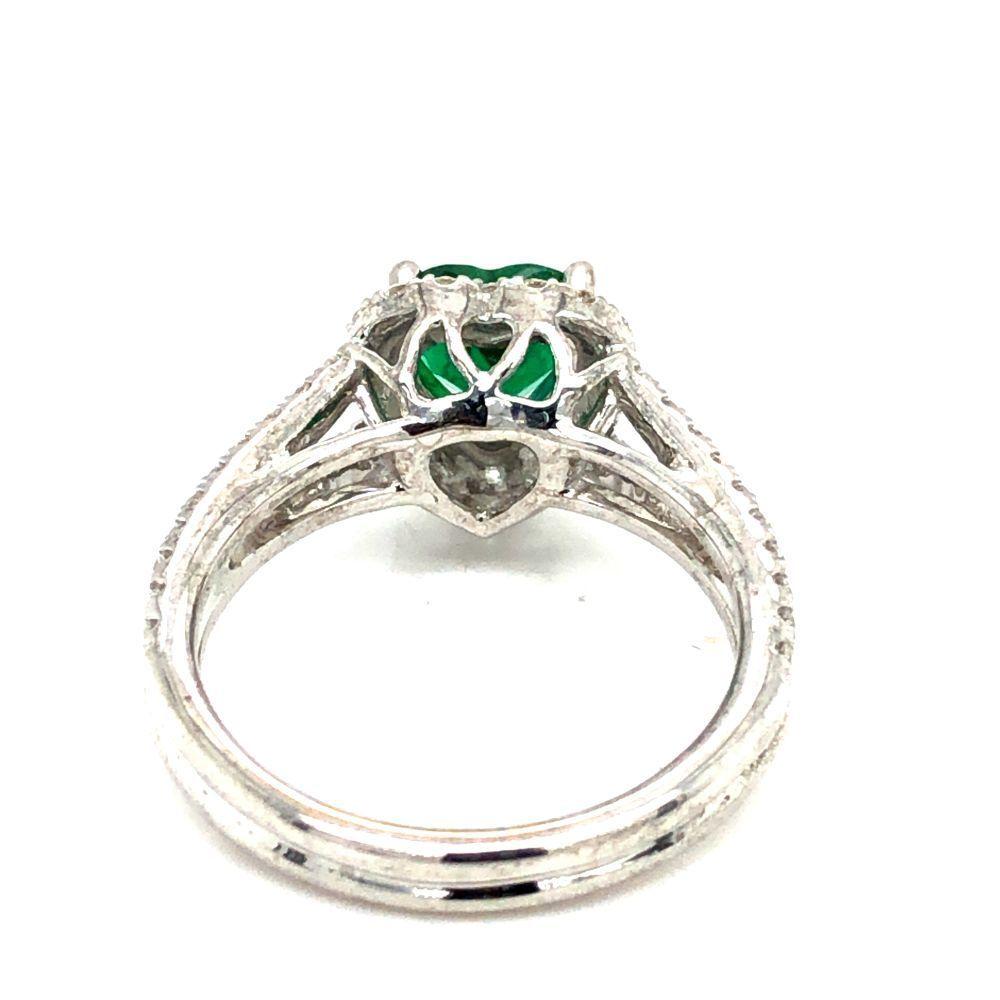 Exceptional Heart-Cut Emerald Ring w/ Diamond Halo