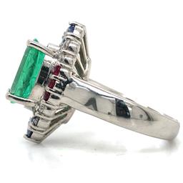 GIA Colombian Emerald & Ruby-Sapphire-Diamond Ring