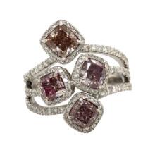 4-GIA Fancy Diamonds in 1 Diamond Split-Shank Ring