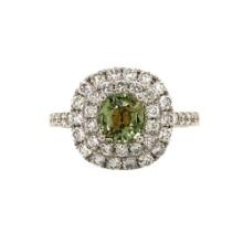 Exotic GIA Alexandrite & Tiered Diamond Halo Ring