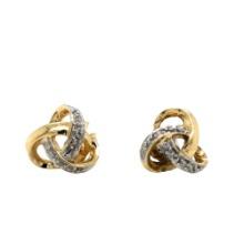 14k Yellow Gold Diamond Knot Stud Earrings