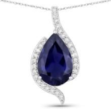 Teardrop Iolite and Freeform Diamond Halo Pendant