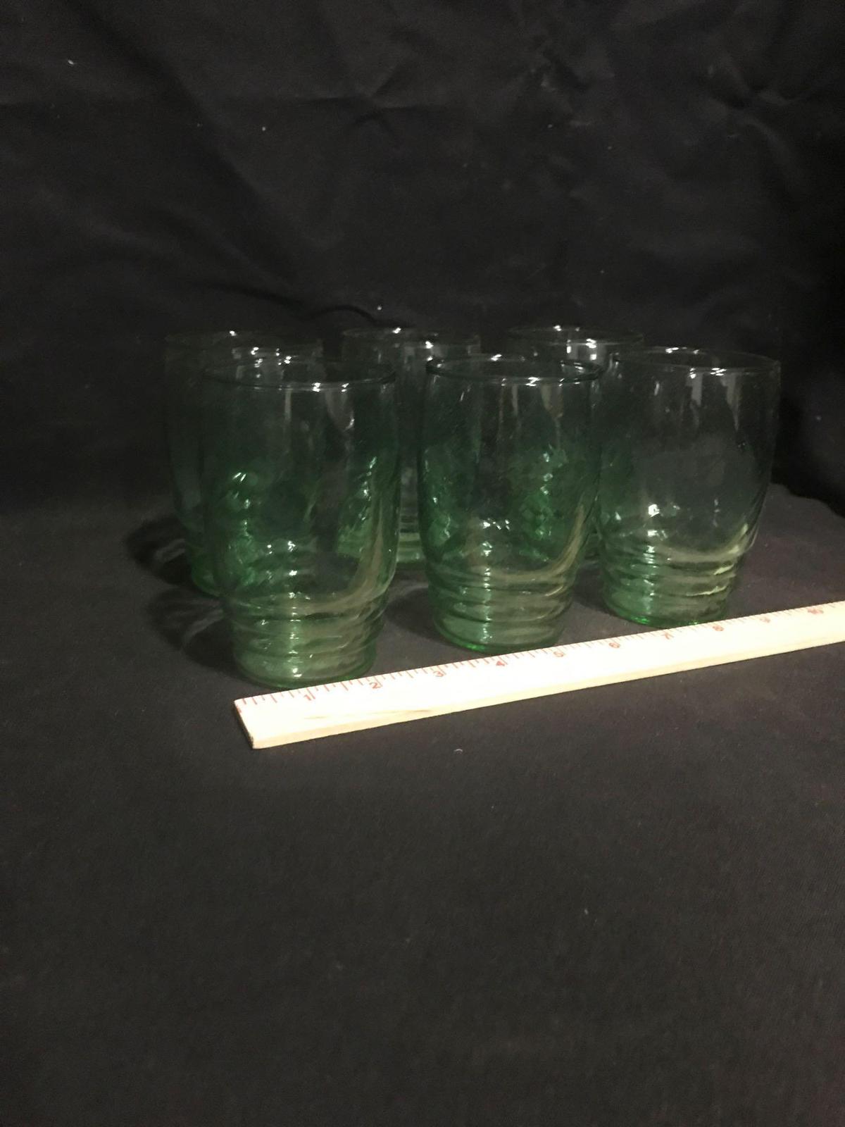 Set of Green Libbey Glasses