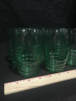 Set of Green Libbey Glasses