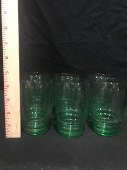 Set of Green Libbey Glasses