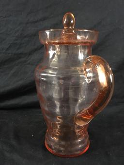 Beautiful Pink Depression Glass Pitcher With Lid