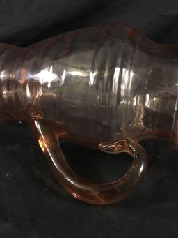 Beautiful Pink Depression Glass Pitcher With Lid