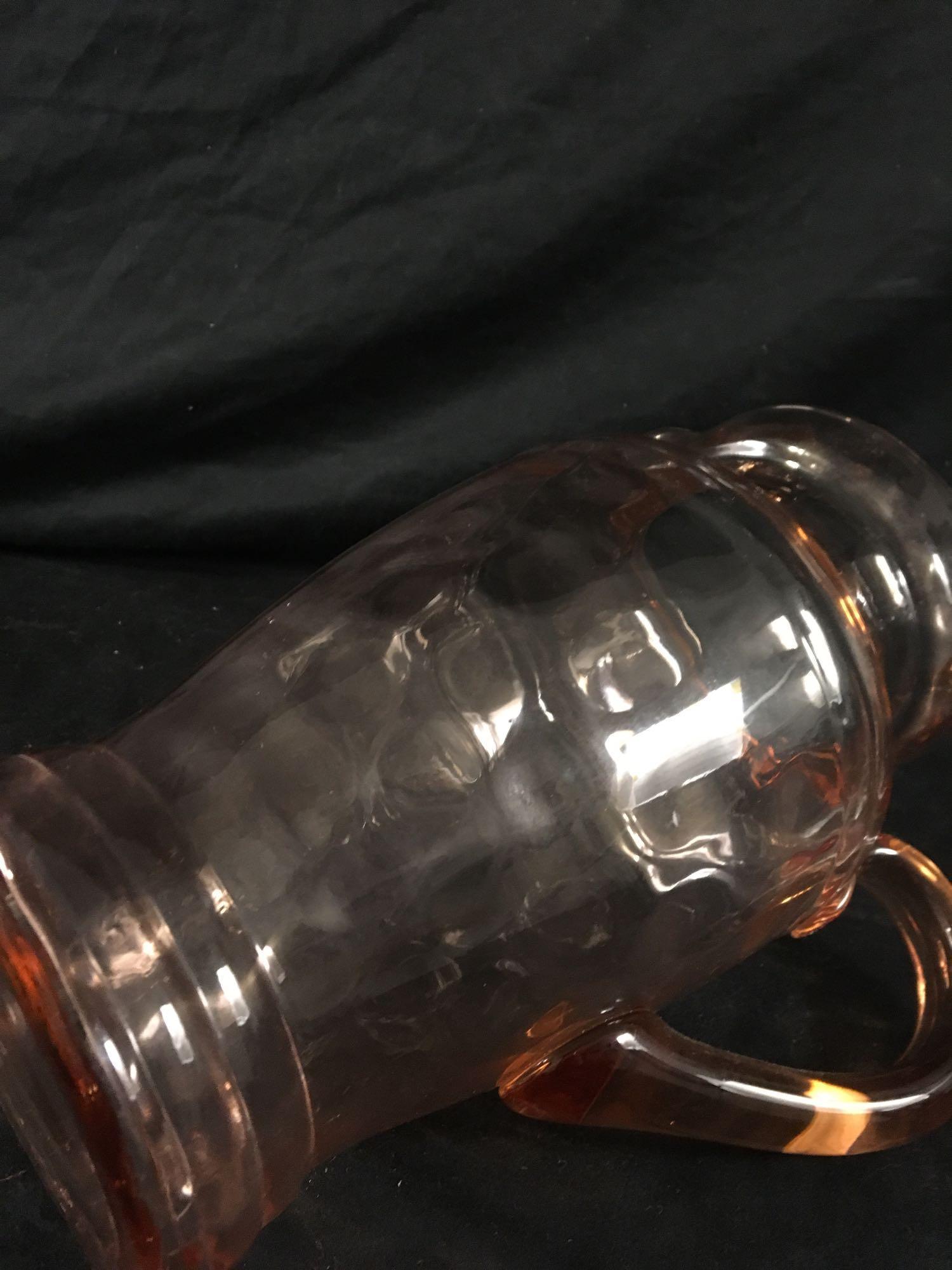 Beautiful Pink Depression Glass Pitcher With Lid