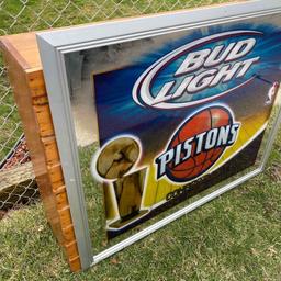 Large 2004 Detroit Pistons Bud Light Bar Mirror