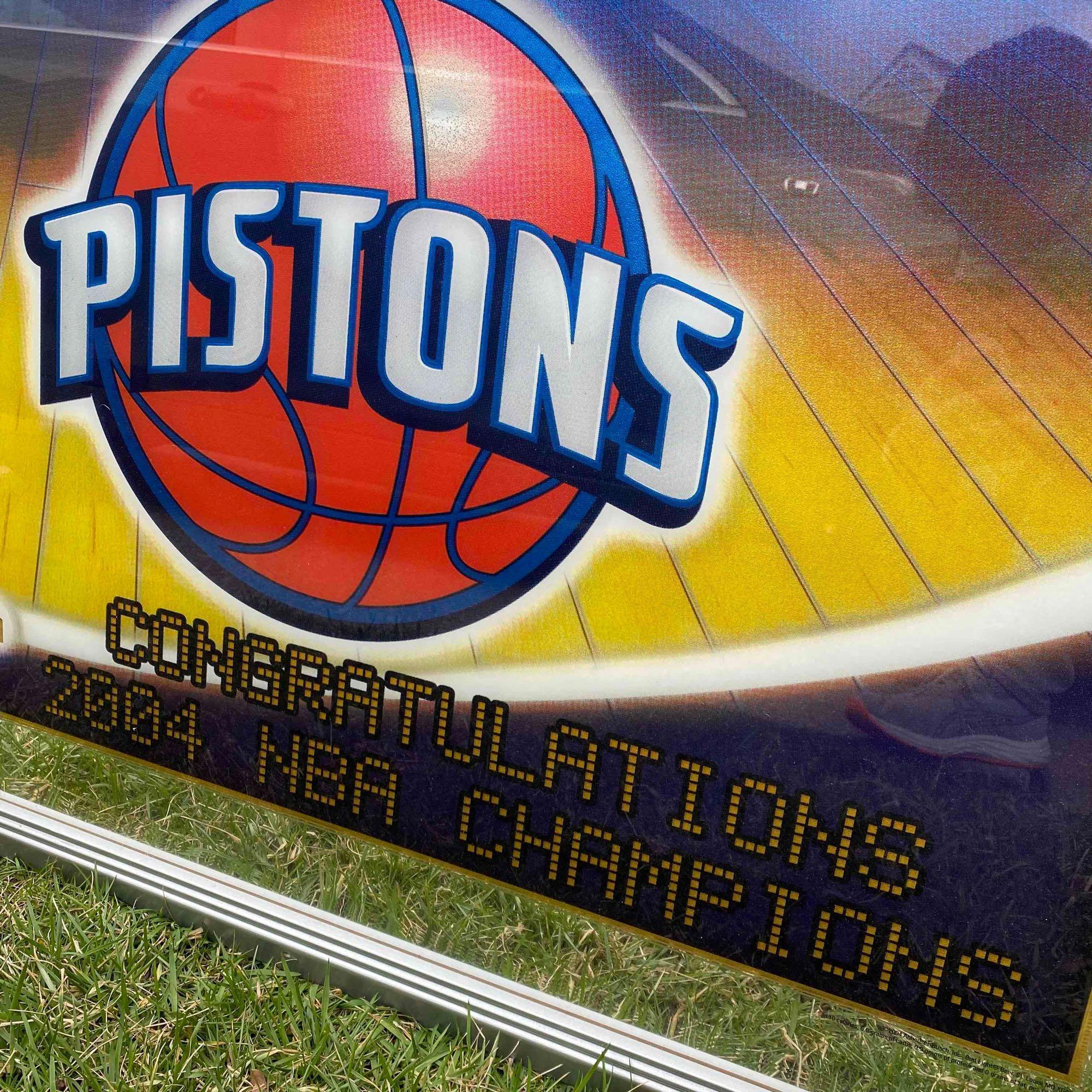 Large 2004 Detroit Pistons Bud Light Bar Mirror
