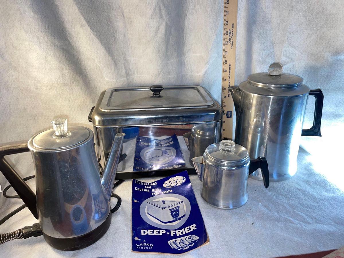 Vtg Deep Fryer, Percolators and Misc