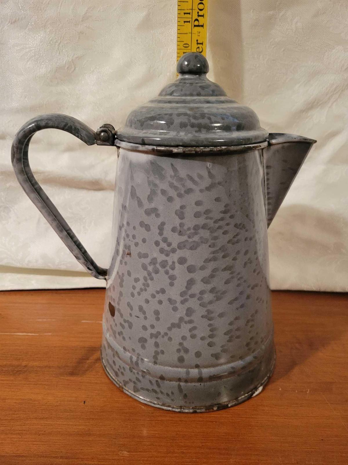 Vintage Graniteware Coffee Pot Enamel