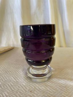 Vintage Czech Purple Glass Vase