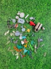 vintage lot of star wars, star trek micro machine ships and other toy accessories
