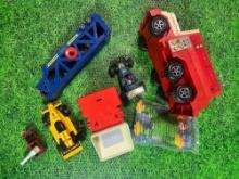 vintage lot of toy vehicles and accessories