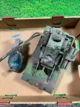 vintage 80s gi joy helicopter and tank