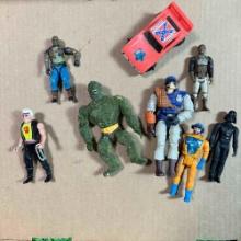 vintage toy action figures he man, star wars darth vader, robo cop, and more