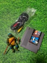 vintage 80s tmnt leonardo nintendo game and nintendo cable