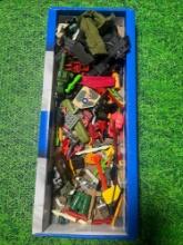 large flat of vintage toy accessories and parts