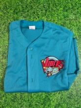 vintage wilson xl Teal baseball jersey with rare Detroit Vipers hockey patch