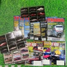 vintage hot rod, trains magazines and exotic car cards