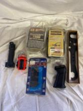 Assorted Gun Parts and Accessories with Emergency Strobe Light
