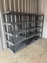 Six Sets Of Plastic Shelving