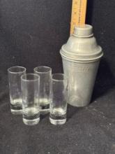 Marshak Cocktail Shaker With Casino Shot Glasses