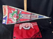 New In Package Cleveland Indians Pennant With OSU Bag
