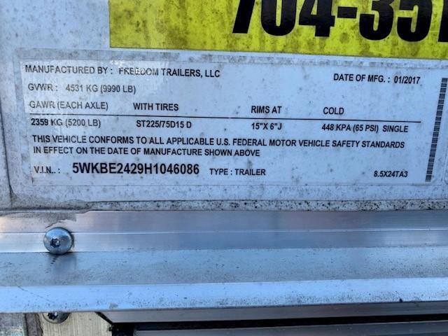 2017 Freedom Trailers 8.5X24TA3 Enclosed Trailer