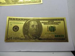 10 $100 Gold Foil Bills