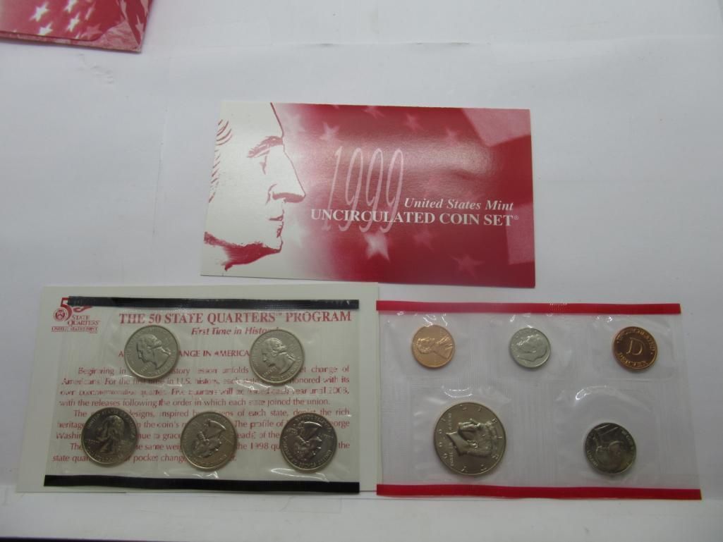 1999 United States Mint Denver Unciruclated Coin Set in Original Envelope