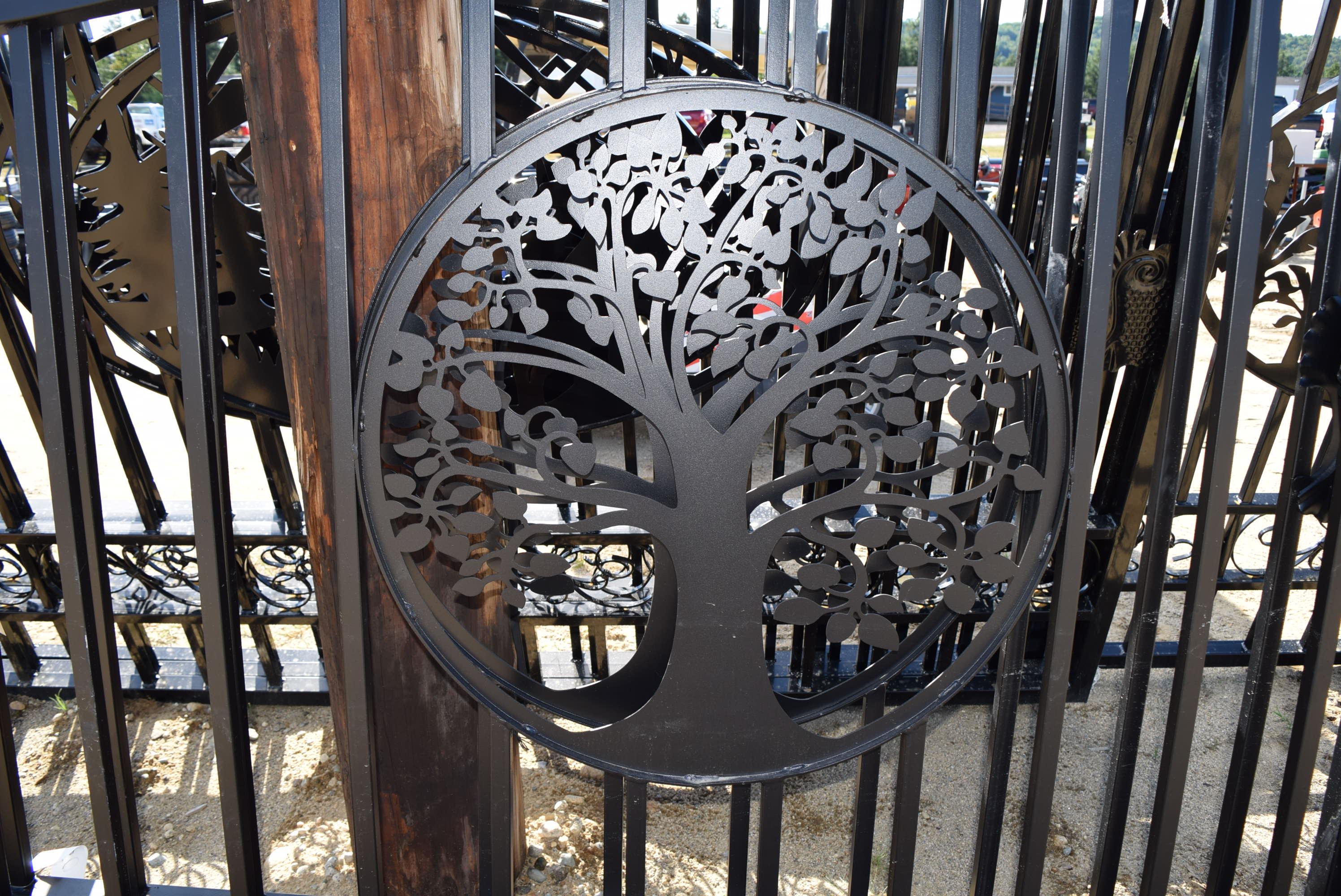 Wrought Iron 14ft Bi Parting Gate with Tree Design